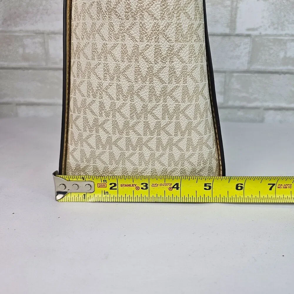 Michael Kors Gold Vanilla MK Signature Tote Shoulder Bag Large Shopper